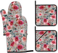 Vintage Pink Cherry Blossoms Oven Mitts and Pot Holders, Heat Resistant Oven by Unknown