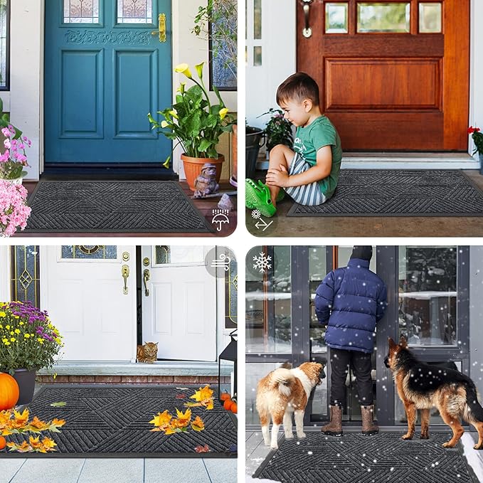 Smiry Front Door Mat Outside Entrance, Heavy Duty Sturdy Natural Rubber Doormat - Image 7
