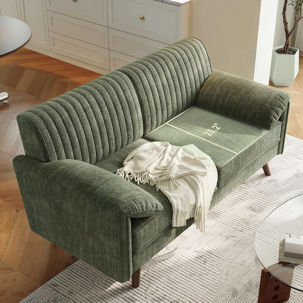 ONBRILL 64.5" Loveseat Sofa, Chenille Loveseat Couch for Living Room, Green