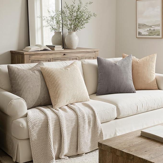 MIULEE Boho Farmhouse Neutral Cream Throw Pillow Covers 20x20 Inch Set of 4 - Image 2