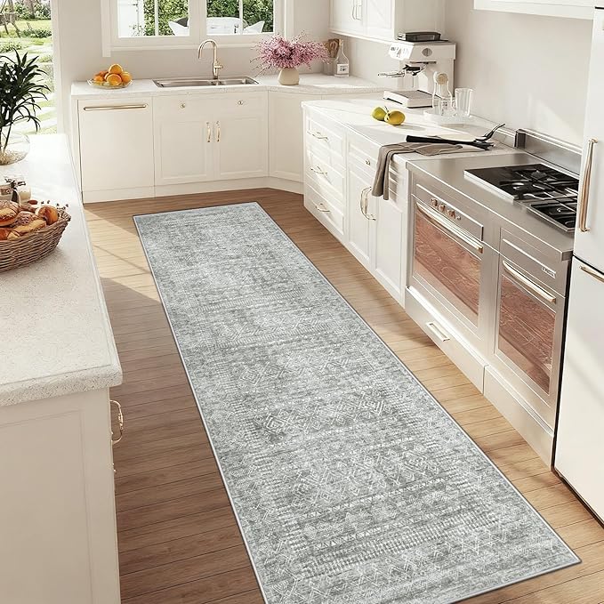 2x8 Washable Runner Rug: Moroccan Geometric Boho Rug Farmhouse Non Slip Stain - Image 2