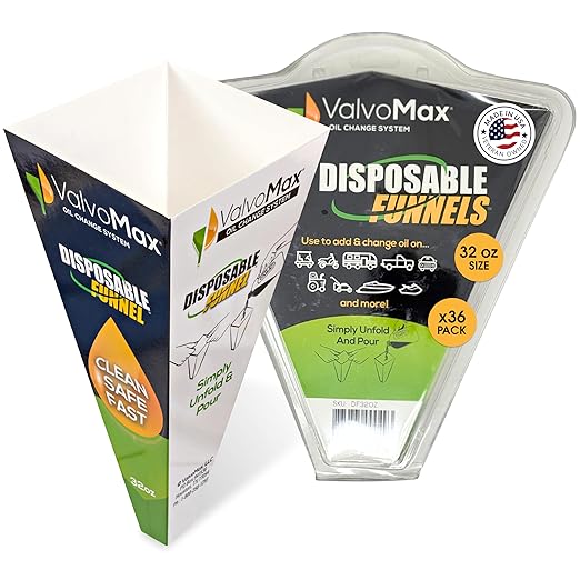 ValvoMax Disposable Funnels, Automotive Fluids, and Household Liquids by ValvoMax