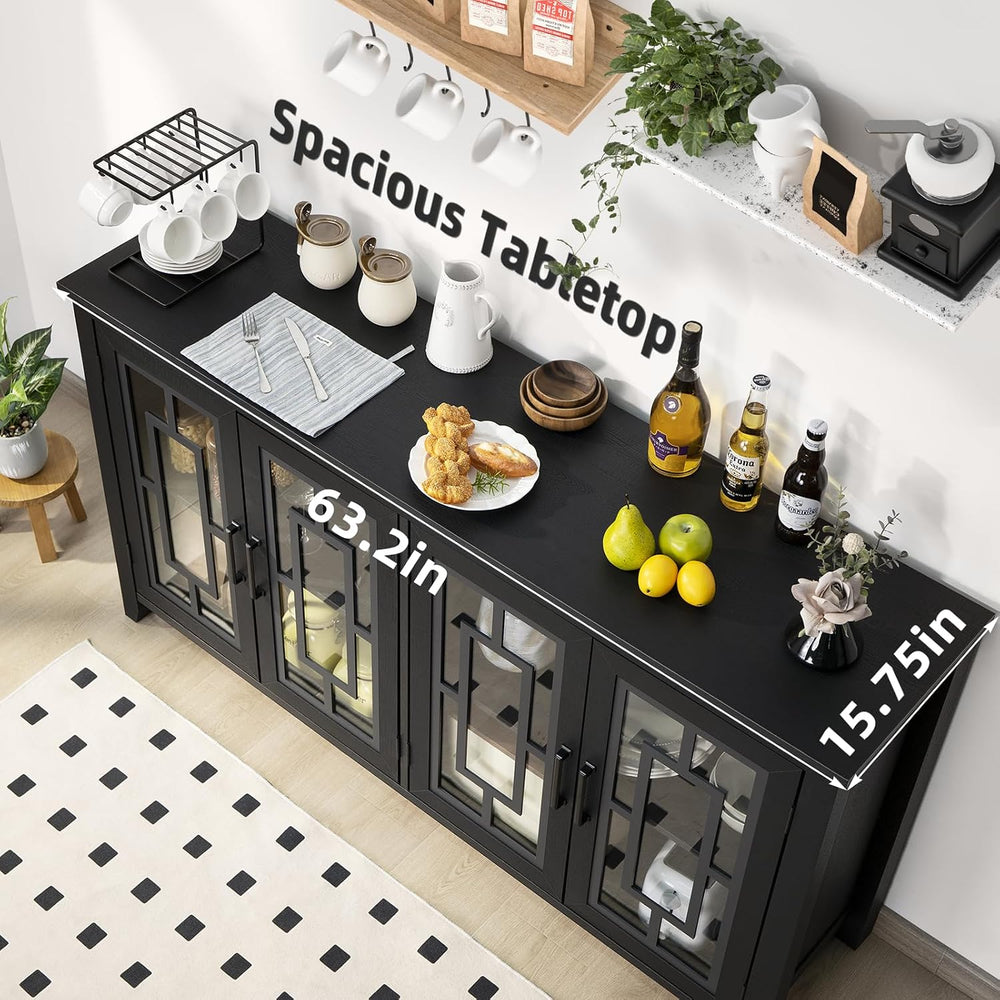 Joaxswe Large Sideboard Buffet Cabinet with Storage, 63" Farmhouse Crede...