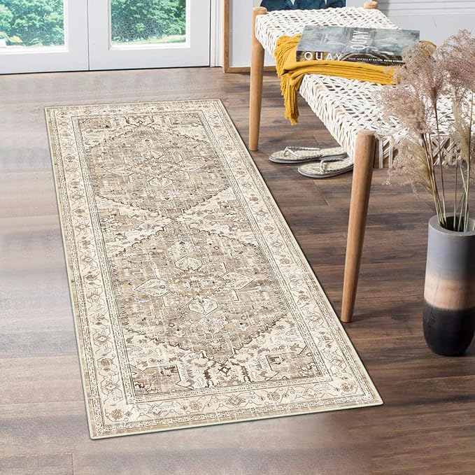 Yamaziot Washable Runner Rug, 2x5 Non-Slip Boho Vintage Hallway Rug Runner by Yamaziot