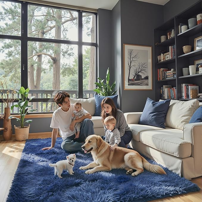 Rugs for Bedroom 4x6, Alfombras para Salas Shag Large Plush Soft Area Rug by Junhejiamei