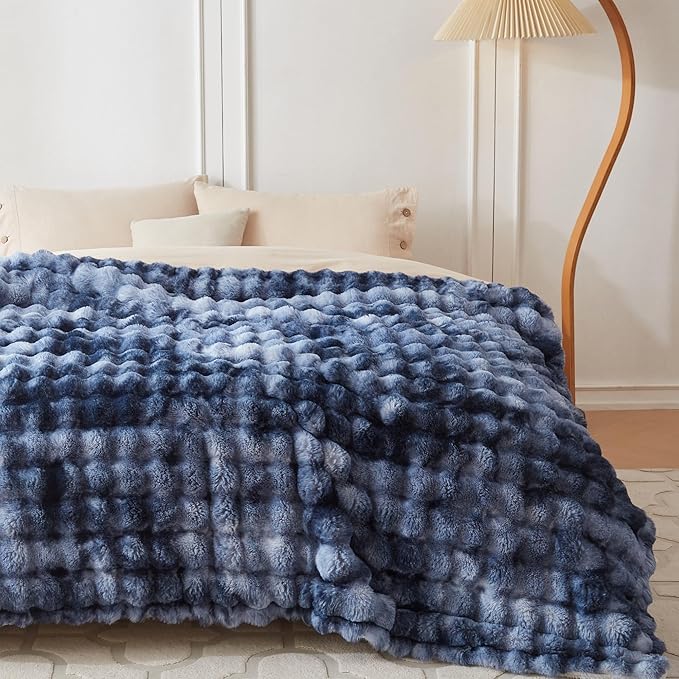 COOVA Faux Fur Throw Blanket for Couch, Cozy Soft and Fuzzy Plush Rabbit Fur - Image 2