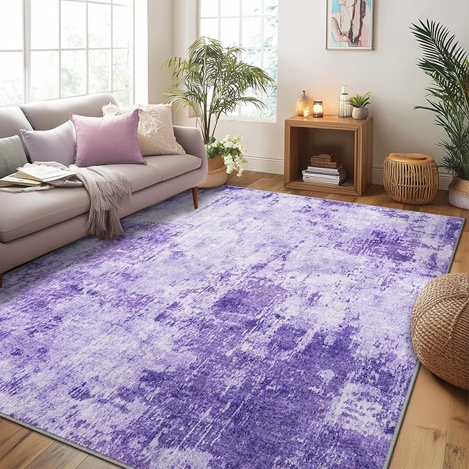 Washable Area Rugs 9'x12' Non-Slip Modern Abstract Soft - Image 7