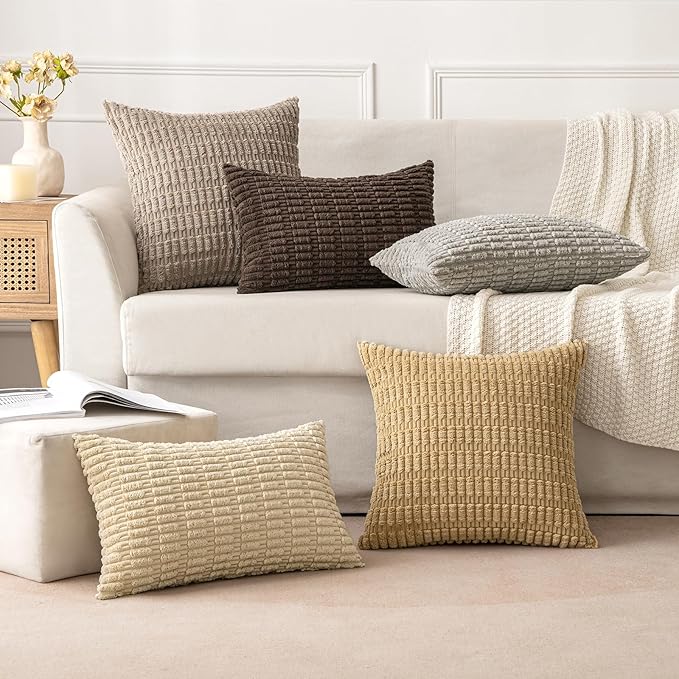 MIULEE Pack of 2 Corduroy Decorative Throw Pillow Covers 18x18 Inch Soft Boho - Image 5