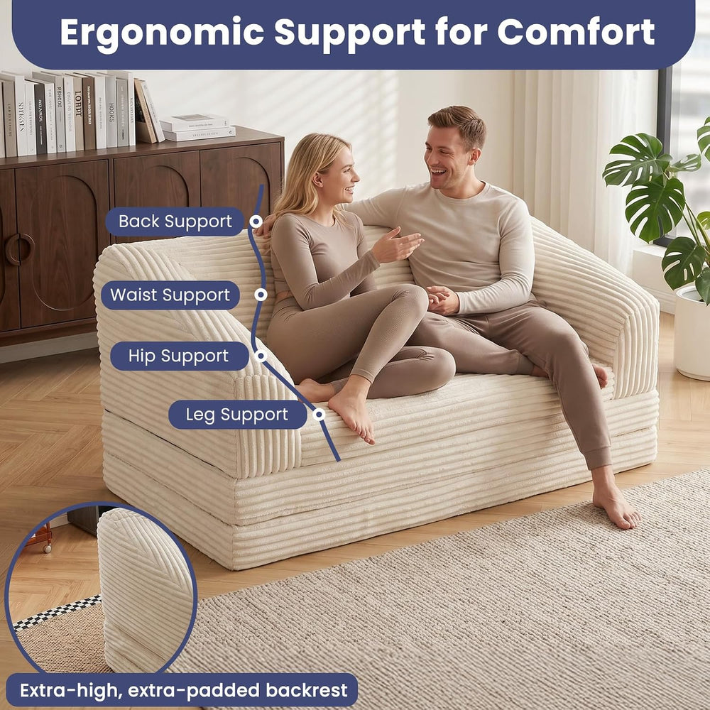 JUIKURY Convertible Sofa Bed, 3-in-1 Foldable Loveseat Couch with Armrest, Co...