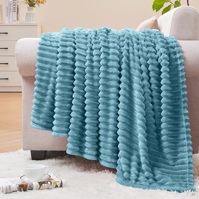 BEDELITE Fleece Throw Blanket for Couch – 3D Ribbed Jacquard Soft and Warm by BEDELITE