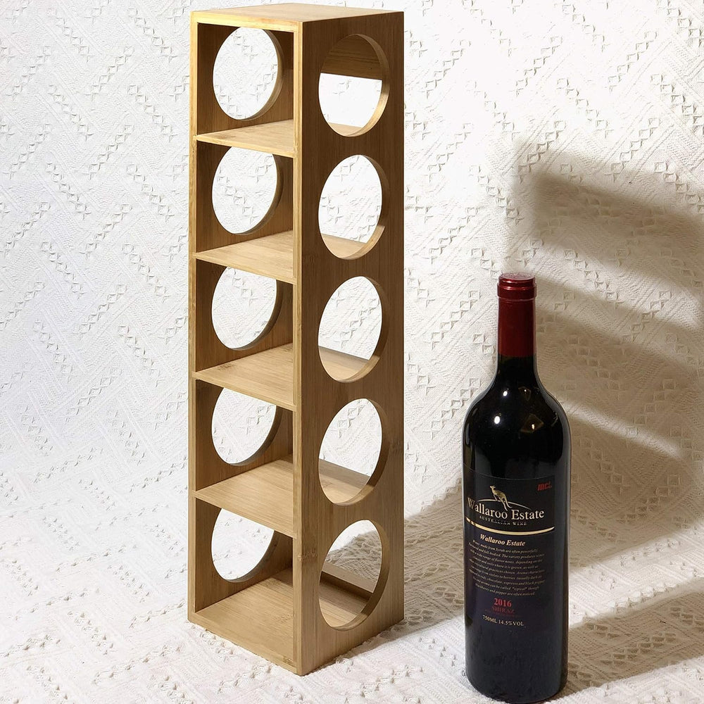HYGRAD BUILT TO SURVIVE Stackable Bamboo Wall Mounted Wine Rack Stand, 5 Bott...