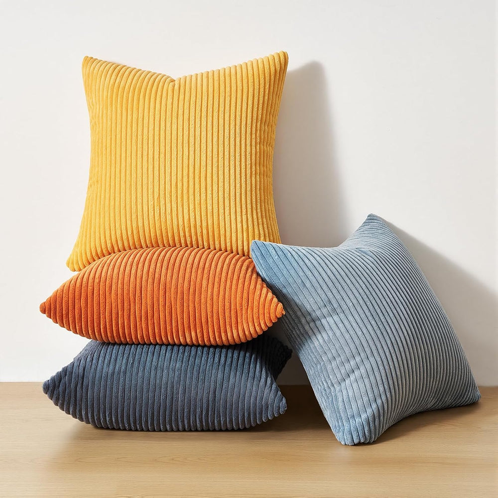 Topfinel Decorative Velvet Pillow Covers 18x18 New Blue and Orange Boho Farmh...