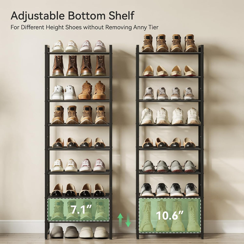 Nunsino Narrow Shoe Rack, 8-Tier Metal Shoe Organizer,Tall Shoe Shelf with An...