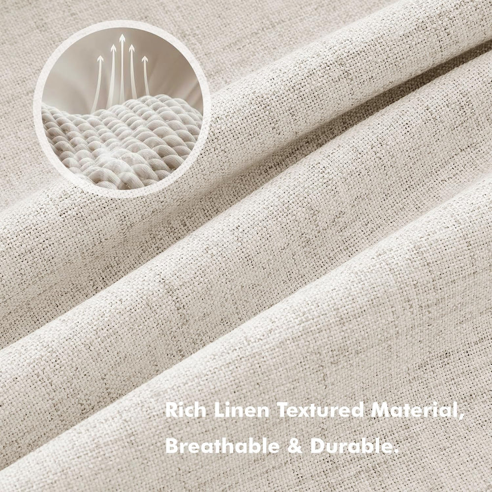 MIULEE 100% Blackout Linen Curtains for Bedroom 42 x 84 Inch Birch 2 Panels