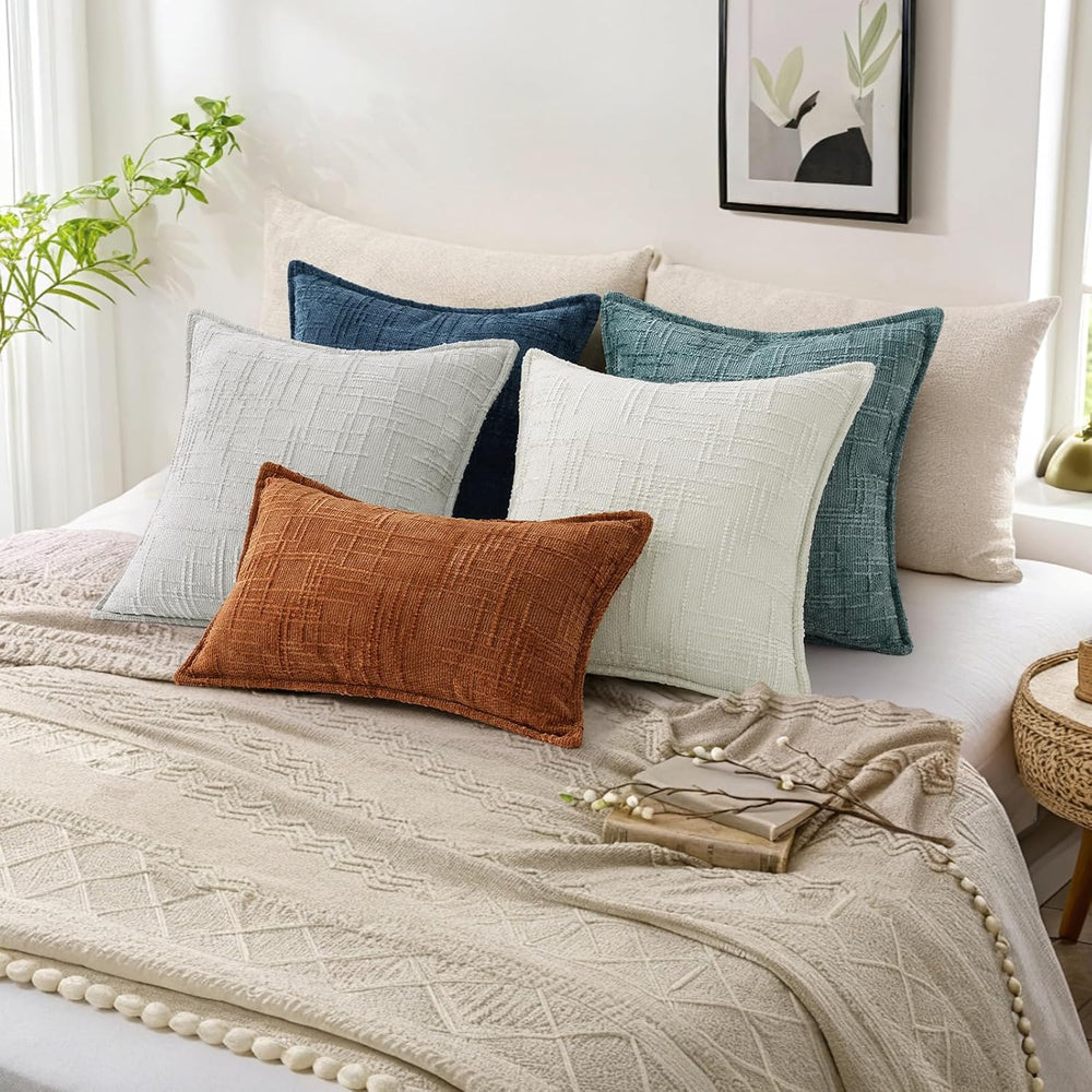 decorUhome Chenille Decorative Throw Pillow Covers 20x20 Set of 2, Teal
