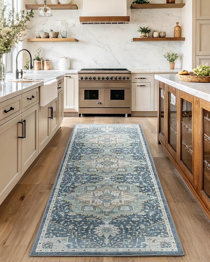 AMADA HOMEFURNISHING 2'6"x8' Washable Area Rug, Low-Profile Entryway Rug - Image 2