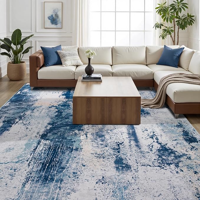Toneed Abstract Area Rug 5x7 Modern Washable Rug Soft Non Slip Rug Low Pile - Image 4