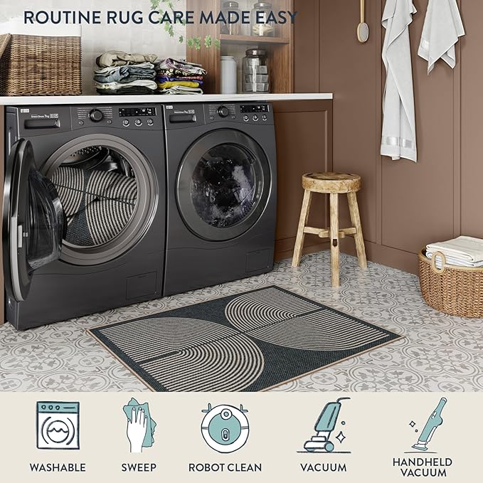 Lahome Enfys Rainbow Easy Jute Rug, Farmhouse Non Slip Non Shedding Lightweight - Image 5