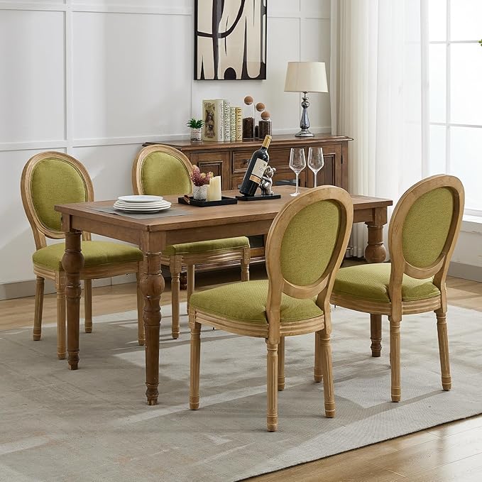 French Country Dining Chairs Set of 8, Olive Green Kitchen & Dining Room ...