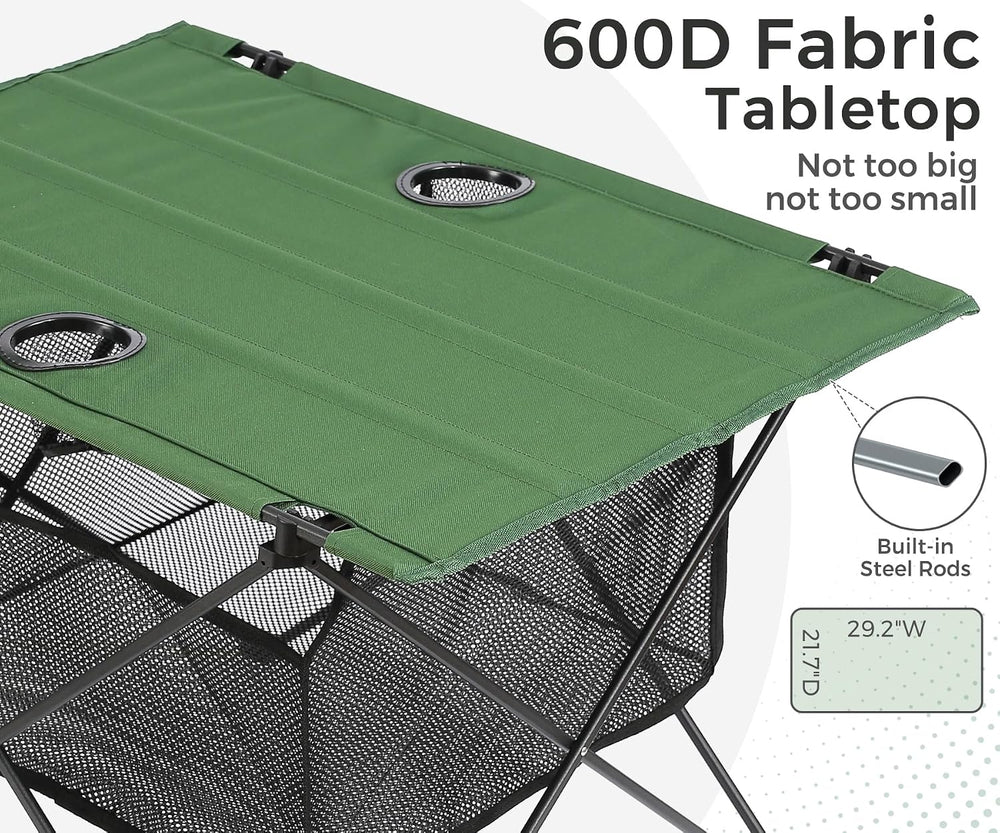 Lightweight Camping Table - Portable Folding Beach Side Table w/2 Cup Holders...