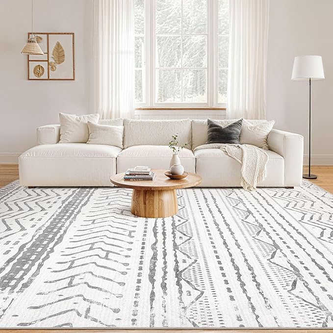 Nakagishi 5x7 Area Rug Living Room: Machine Washable Boho Large Neutral - Image 4