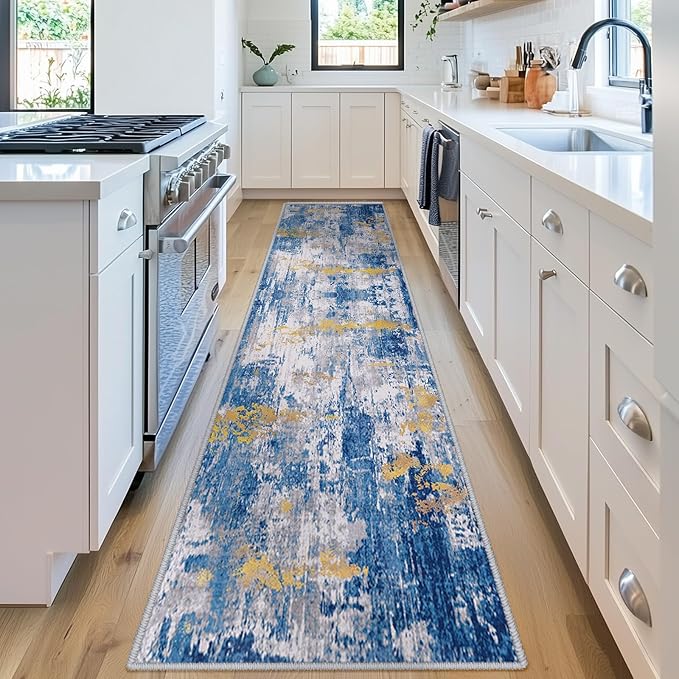 Washable Area Rugs 2'x8' Non-Slip Modern Abstract Soft - Image 3