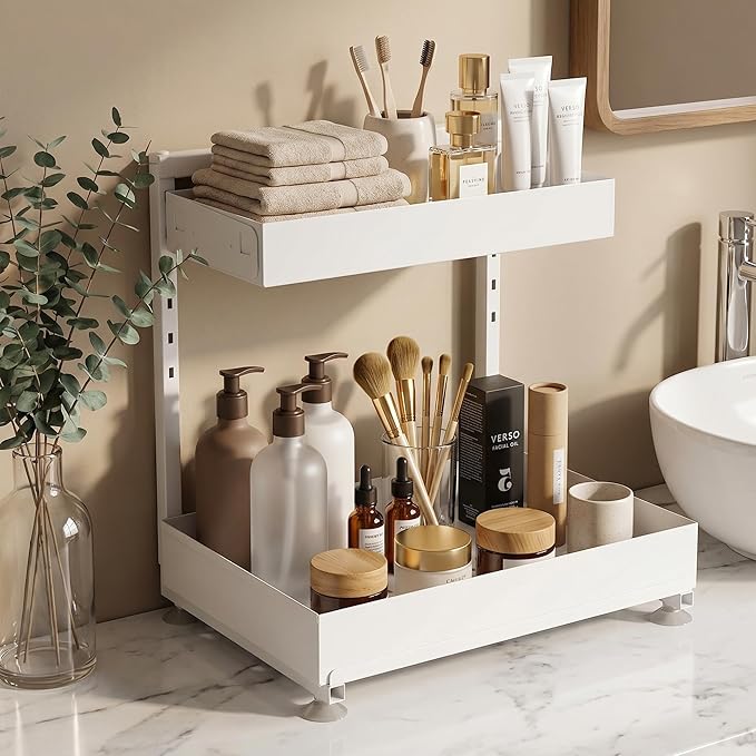 Under Sink Organizer, Bathroom Counter Organizer, 2 Packs 2-Tier Metal - Image 5