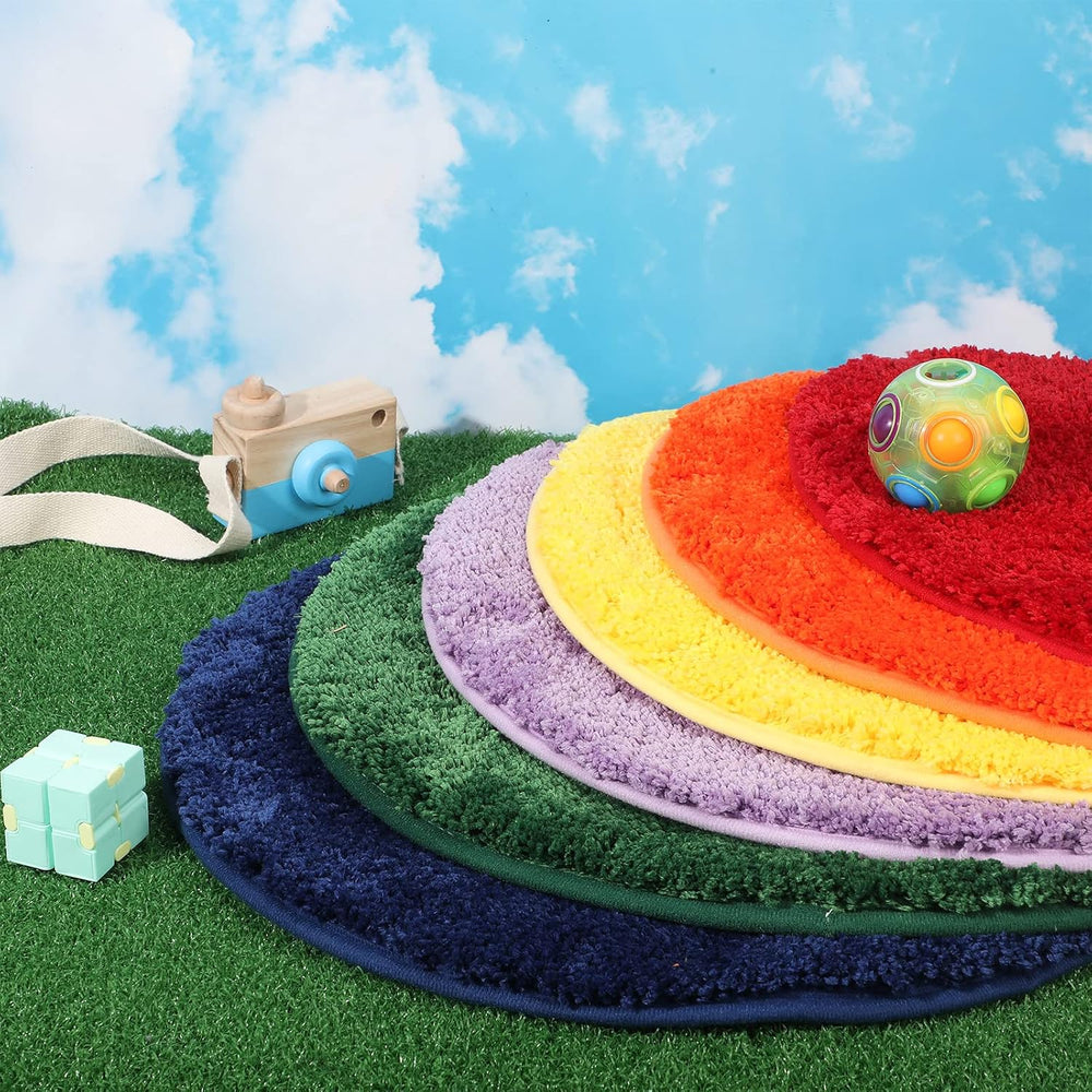 Funtery 6 Pcs Round Classroom Carpet Seats 18 Inch, 6-Color Set,Round