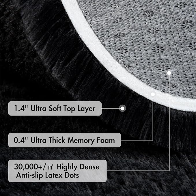 4x6 Ft Shag Black Rugs for Bedroom Living Room, Ultra Soft Fluffy Furry Area - Image 9