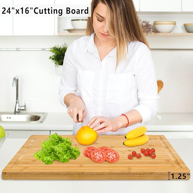 Utoplike Extra Large XXXL Bamboo Cutting Board 24 x16 Inch, Largest Wooden - Image 7
