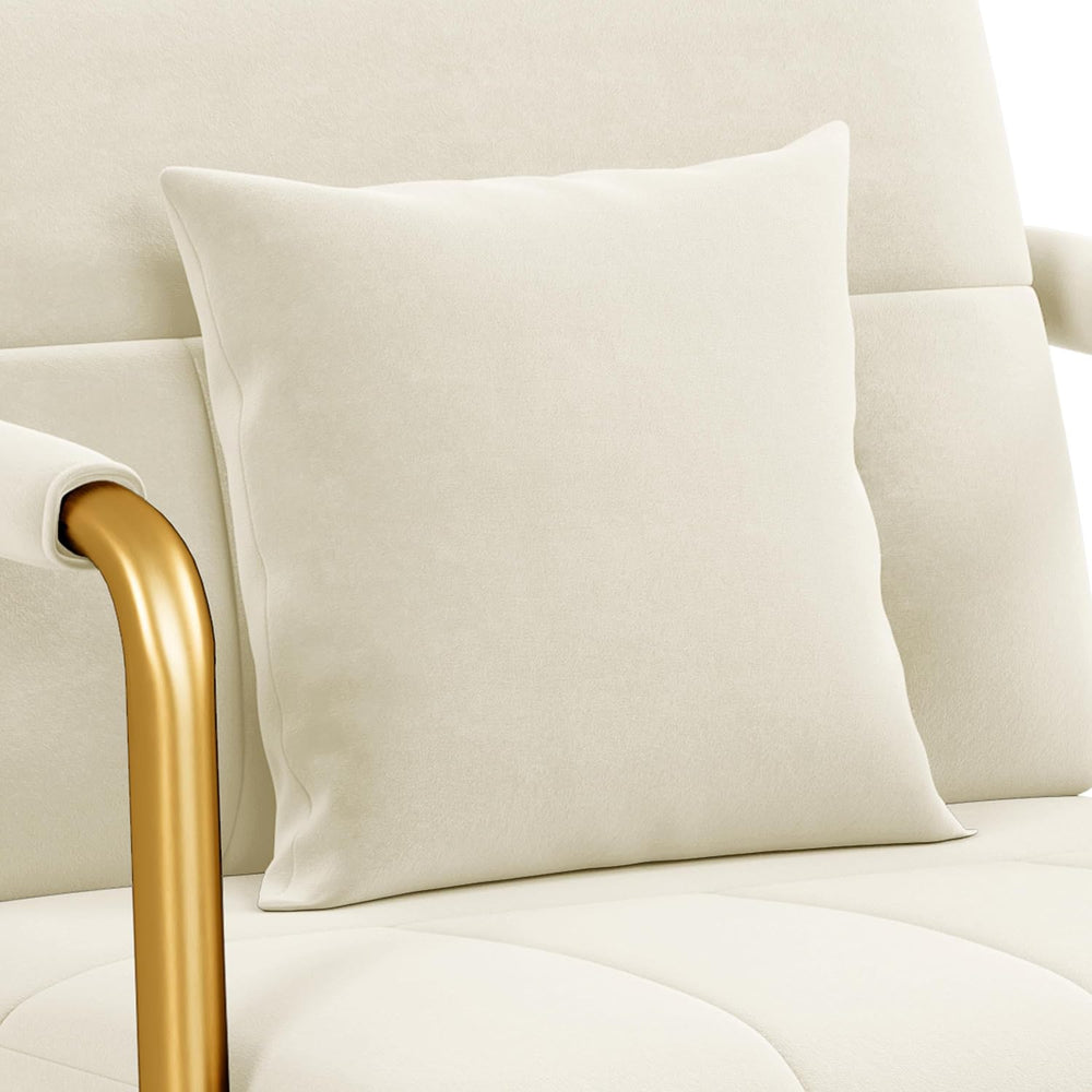 Yaheetech Small Chair Modern Armchair with Golden Frame, Beige