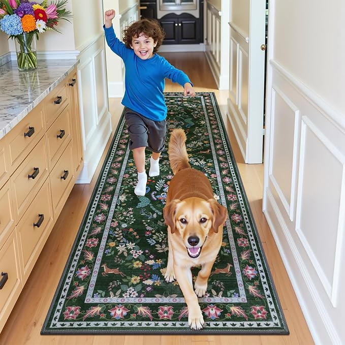 HEBE Washable Hallway Runner Rug 2'x 6' Non Slip Kitchen Rugs Runner, Low Pile - Image 8