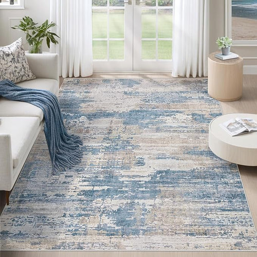 5x7 Area Rugs for Living Room, Washable Modern Abstract Large Area Rug Neutral by XLUEZ