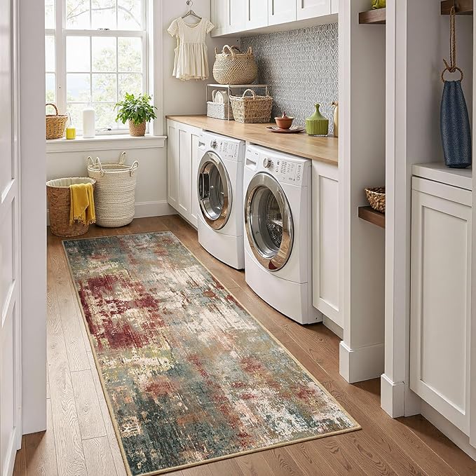 Washable Area Rugs 2'x10' Non-Slip Modern Abstract Soft - Image 4