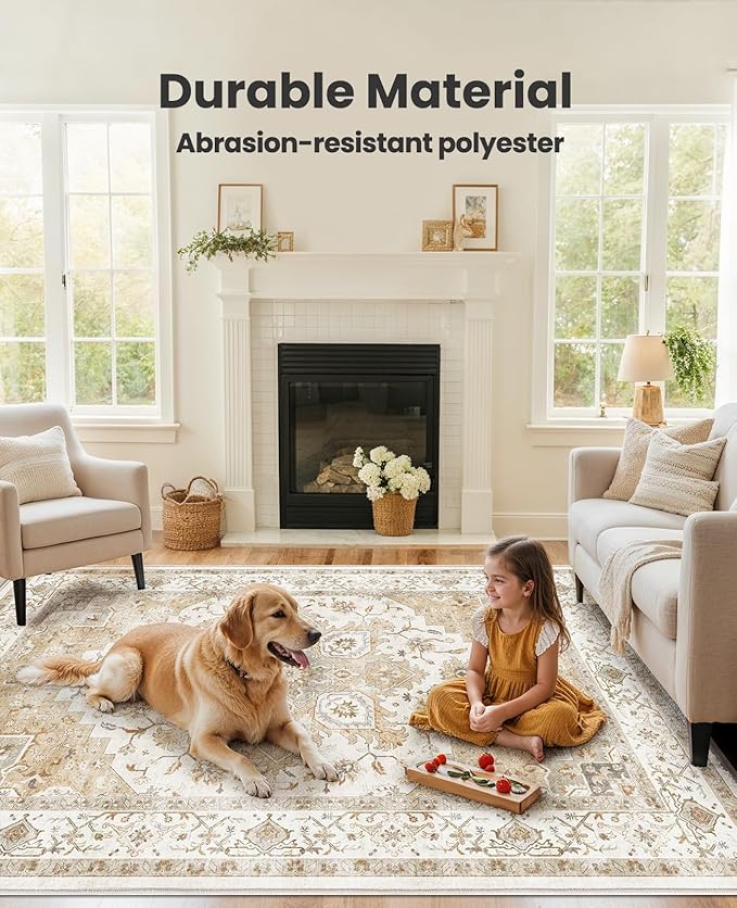 AMADA HOMEFURNISHING 5x7 Area Rugs, Washable Living Room Rug Low-Profile - Image 3
