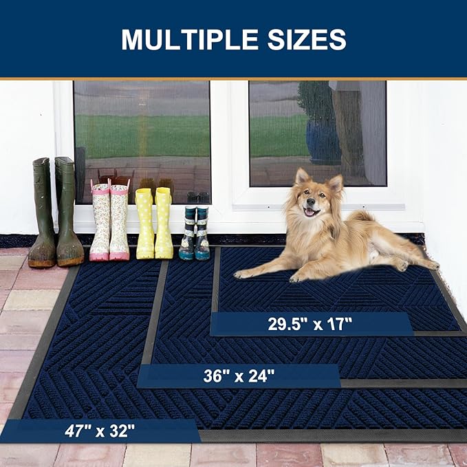 Smiry Front Door Mat Outside Entrance, Heavy Duty Sturdy Natural Rubber Doormat - Image 2