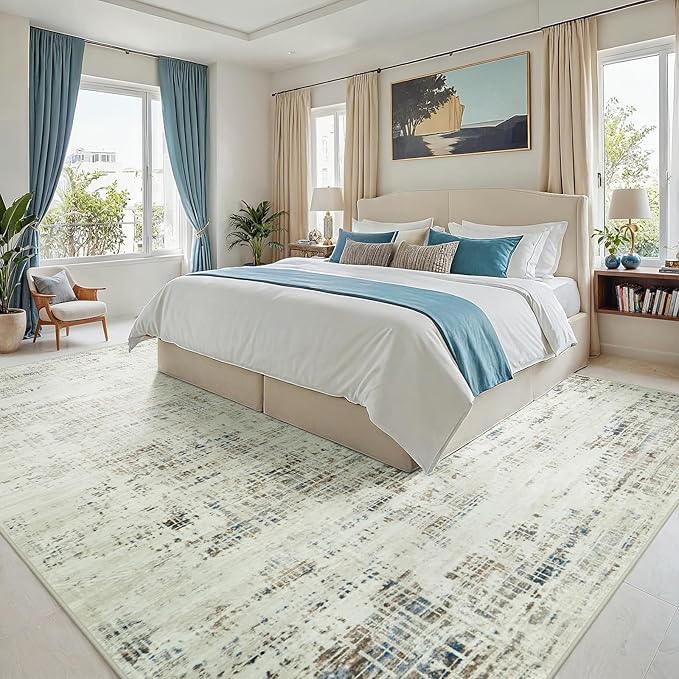 9x12 Area Rugs for Living Room Washable Rug: Anti-Skid Abstract Modern Living - Image 2