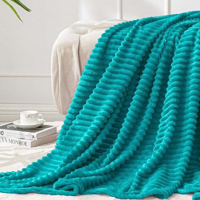 BEDELITE Fleece Blanket Twin Size – 3D Ribbed Jacquard Soft and Warm Decorative by BEDELITE