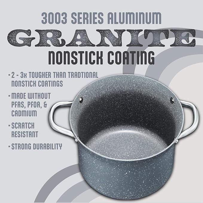 Concord Granite Nonstick 7 Quart Stock Pot Cookware Set - Image 3