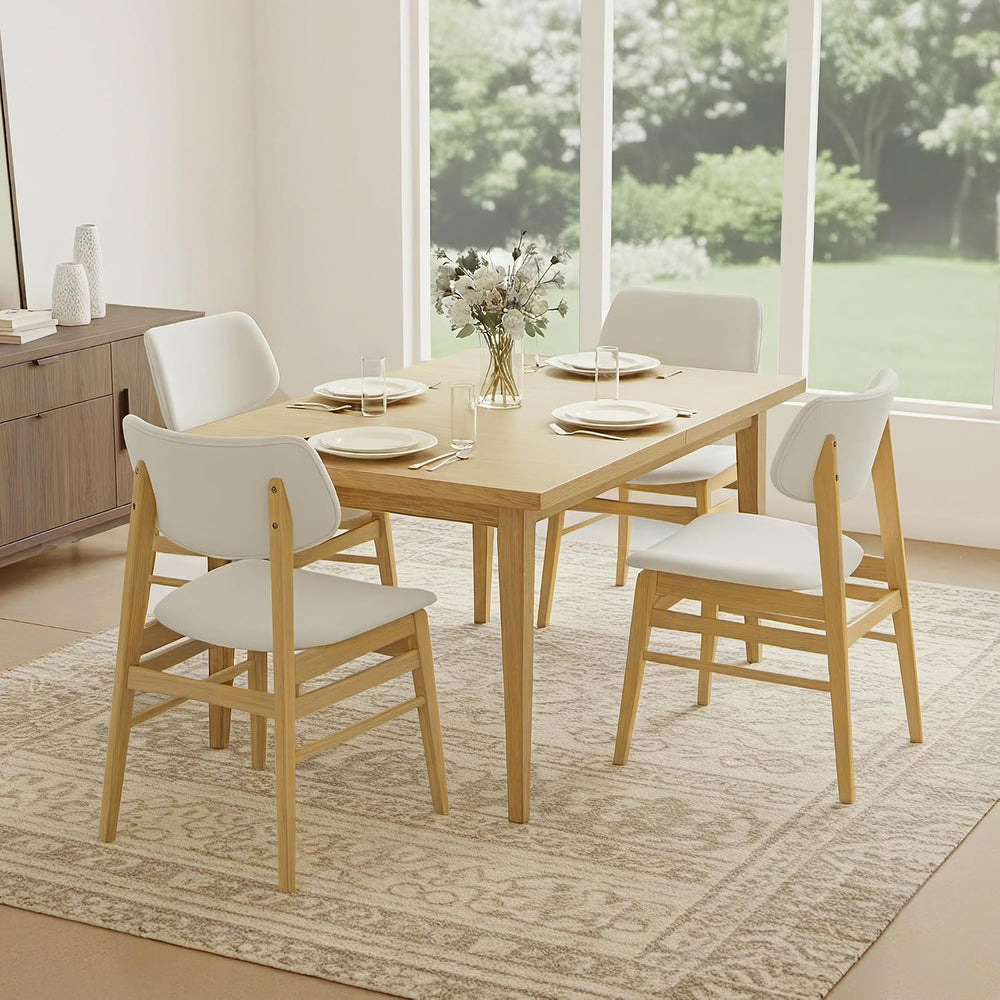 Wooden Dining Chairs Set of 4, Upholstered Modern Dining Room Chairs, Solid O...