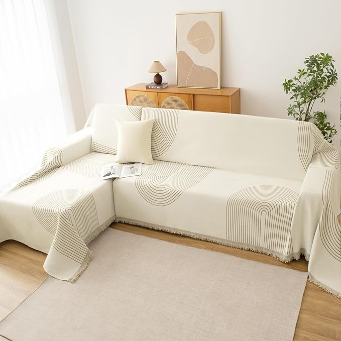Couch Cover for Dogs, Boho Sofa Covers for 3 Cushion Couch, Chenille Sofa - Image 6