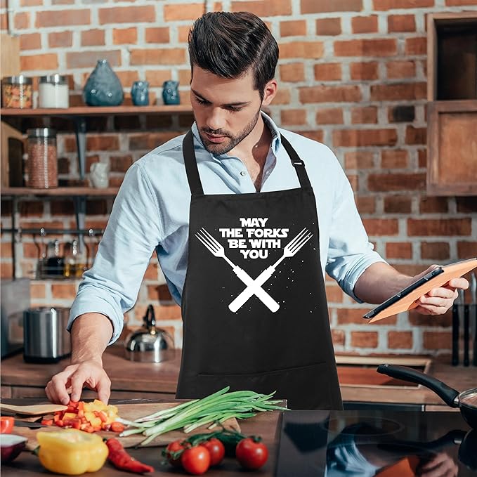 Xornis 100% Cotton Funny Apron for Men Women Adjustable Bib Aprons - Image 6