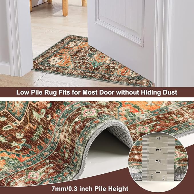 Yamaziot Washable Area Rug, 2x3 Small Entryway Rug Non-Slip Boho Vintage Rug - Image 5