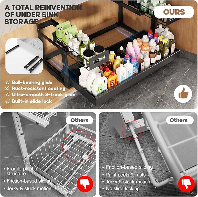 1 Pack-19"-32"W Expandable Under Sink Organizer - Image 5