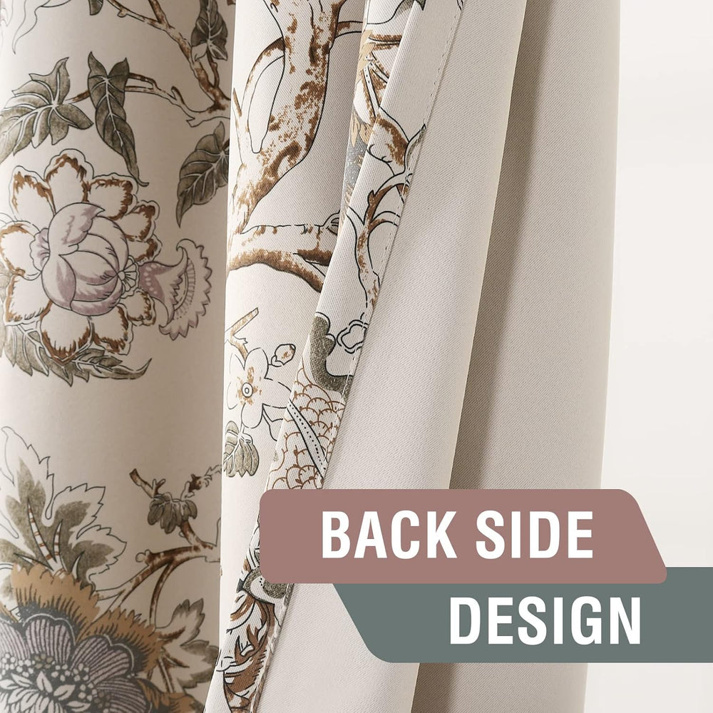 H.VERSAILTEX Blackout Curtains 84 Inch Length 2 Panels Set Floral Print Curta...