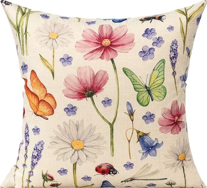 All Smiles Outdoor Patio Throw Pillow Covers 20x20 Set of 4 Spring Summer - Image 4