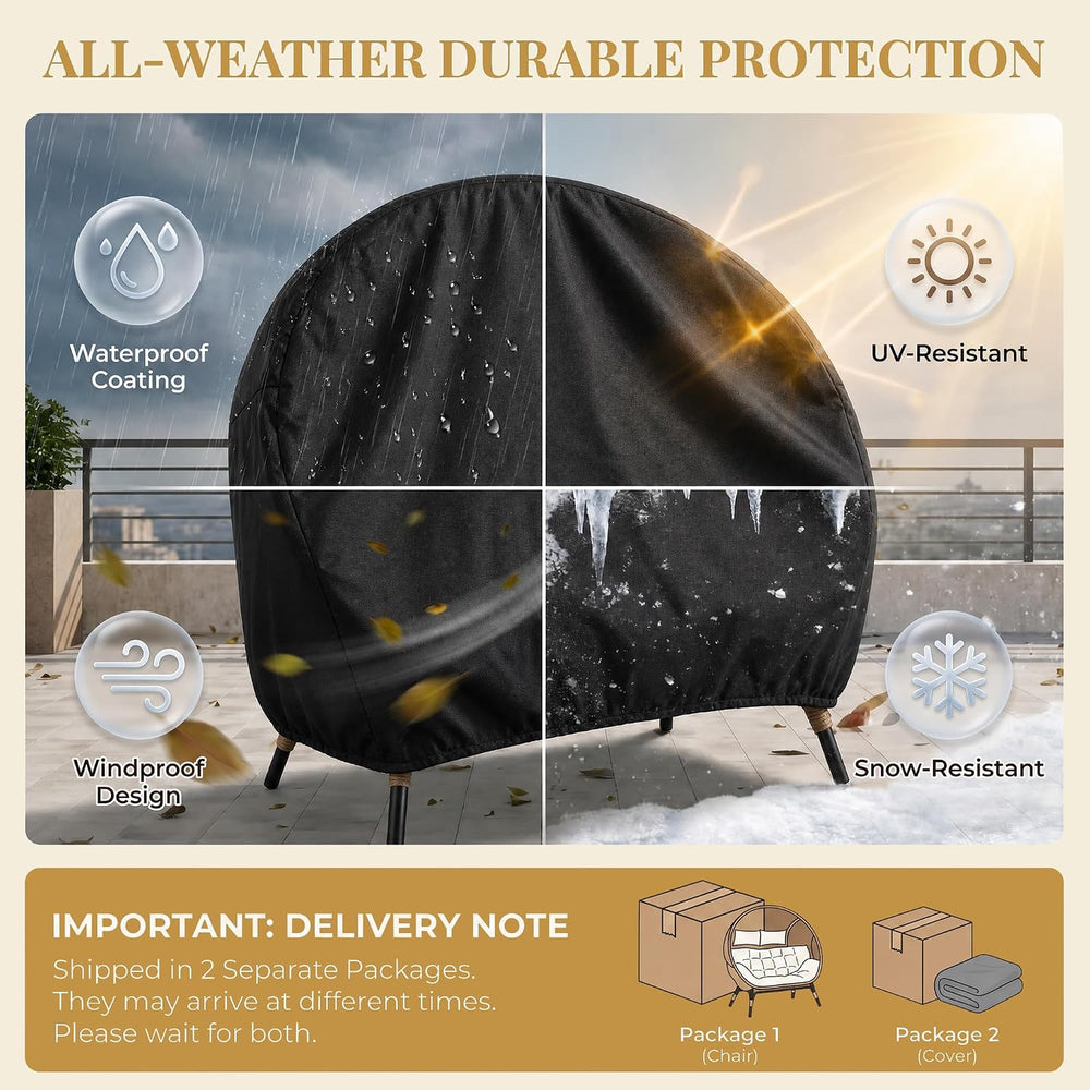 NICESOUL® Double Egg Chair Indoor Outdoor Stationary Oversized Thicken Padded...
