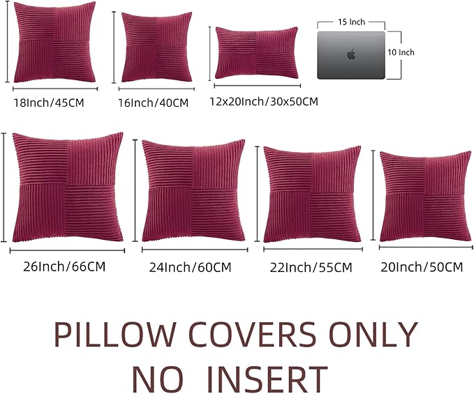 Fancy Homi 2 Packs Burgundy Big Decorative Throw Pillow Covers 24x24 Inch - Image 6