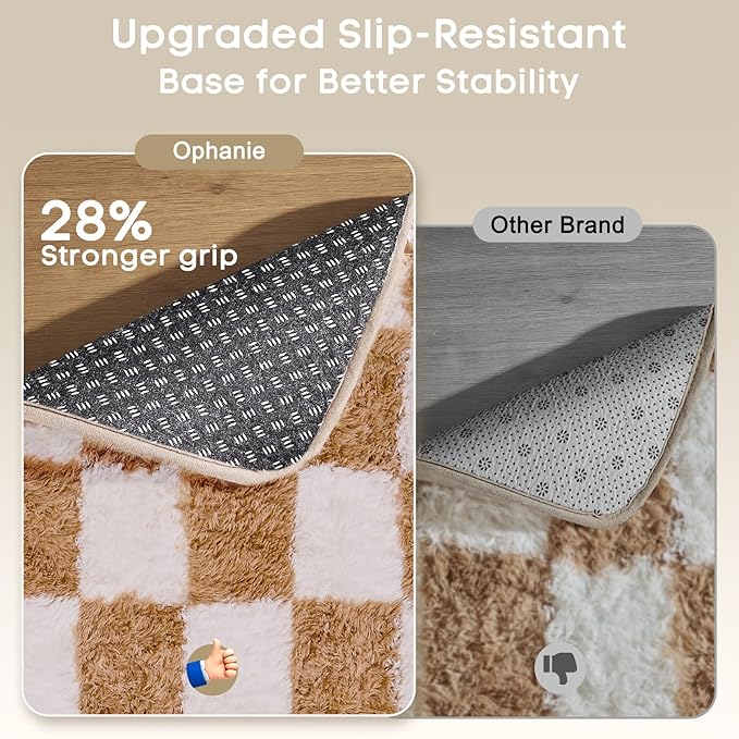 Ophanie Checkered Beige & White Rug - Image 4