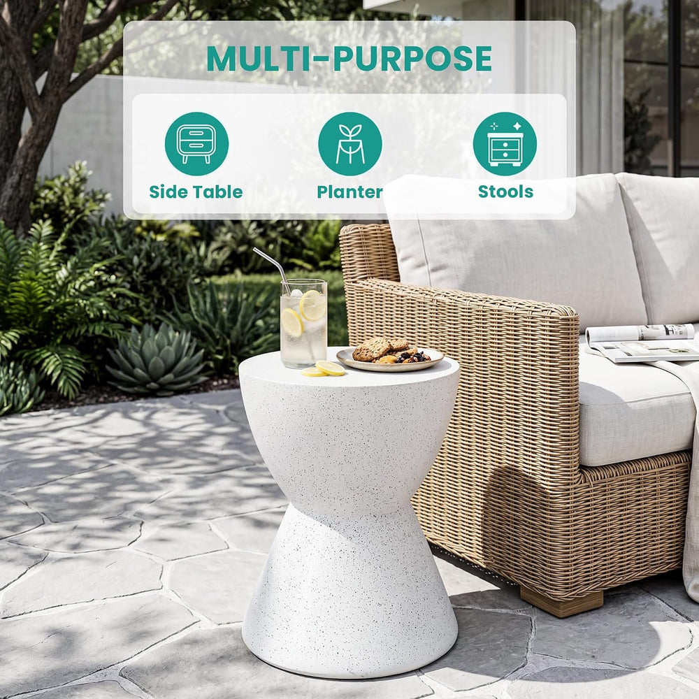 SUNBURY Outdoor Concrete Side Table, 19" H Cement Accent Coffee Table
